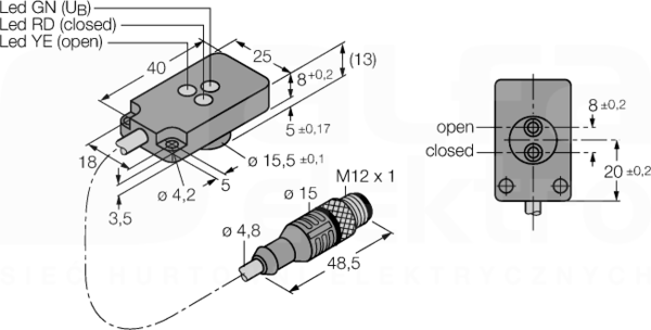NI1,5-KS13A-2AP6X3-0,2-RS4.4T/S34 Zacisk zasilania monitora