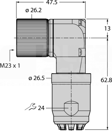 FW-M23ST17Q-W-CP-ME-SH-14.5 M23 17P Wtyk męski kątowy