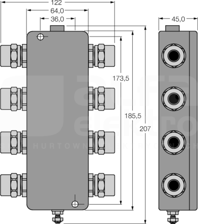 JBBS-49SC-T615/3G Rozdzielacz 6-kanałowy IP67