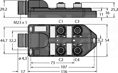 TB-4M12-4-CS12H Koncentrator pasywny 4-portowy