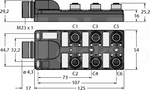TB-6M12-4P2-CS12H Koncentrator pasywny 6-portowy