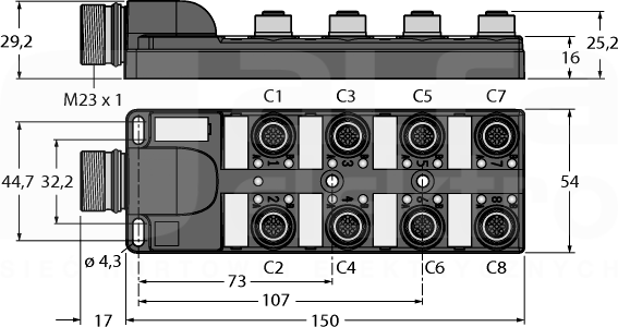 TB-8M12-5-CS19H Koncentrator pasywny 8-portowy