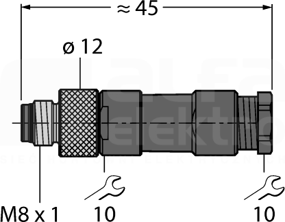 BS5131-0 M8 3P Wtyk męski prosty