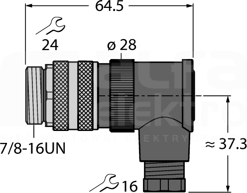 BS4251-0/9 7/8 5P Wtyk męski kątowy