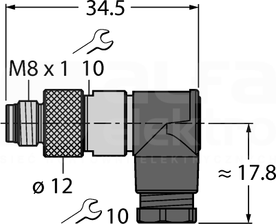 BS5231-0 M8 3P Wtyk męski kątowy