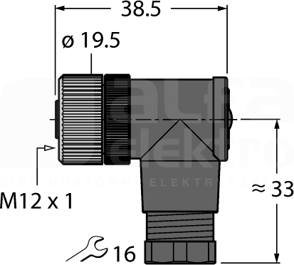 B8241-0/PG9 M12 4P Wtyk żeński kątowy