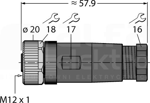 B8181-0 M12 8P Wtyk żeński prosty