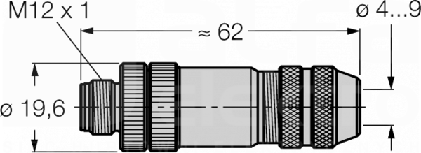 BMSS8141-0/9 M12 4P Wtyk męski prosty