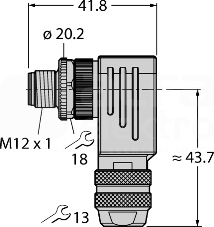 BMSWS8251-8,5 M12 5P Wtyk męski kątowy