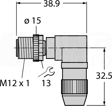 HAS8241-0 M12 4P Wtyk męski kątowy