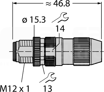 HAS8141-0 M12 4P Wtyk męski prosty