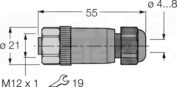 BKV8140-0/9 M12 4P Wtyk żeński prosty