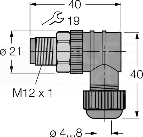 BSV8240-0/9 M12 4P Wtyk męski kątowy