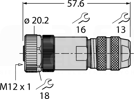 CMB8181-0 M12 8P Wtyk żeński prosty