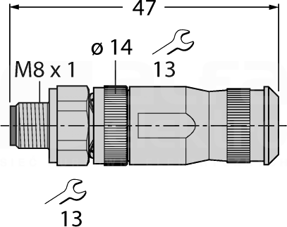 FW-M8ST4-G-SB-ME-SH-6.5 M8 4P Wtyk męski prosty