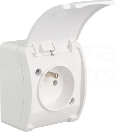 KOALA VG-1 2P+Z IP44 biały/biały Gniazdo natynkowe z klapką