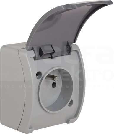 KOALA VG-1 2P+Z IP44 popielaty/grafit Gniazdo natynkowe z klapką