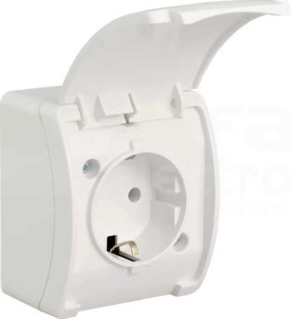 KOALA VG-1 2P+Z IP44 biały/biały Gniazdo natynkowe z klapką
