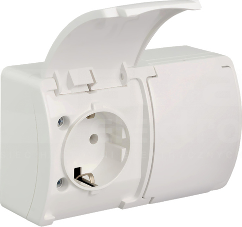 KOALA VG-2 2x2P+Z IP44 biały/biały Gniazdo natynkowe z klapką