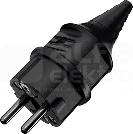 16A/2P+E 230V czarny IP44 Wtyczka uniwersalna