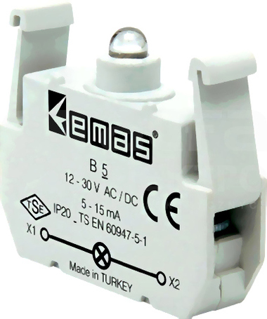 B5 12-30VAC/DC bezbarwny Element świetlny przycisku LED