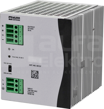 ECO-RAIL-2 90-132VAC/173-264VAC 24V/20A Zasilacz impulsowy 1-fazowy