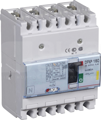 DPX3-160 4P 80A 16kA Wyłącznik mocy z wyzwalaczem termomagnetycznym