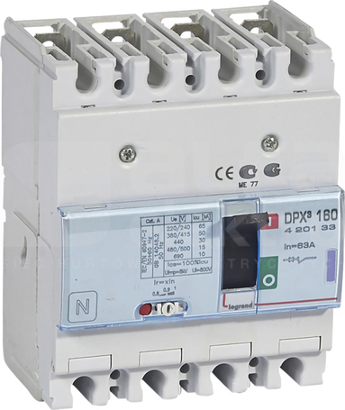 DPX3-160 4P 63A 50kA Wyłącznik mocy z wyzwalaczem termomagnetycznym