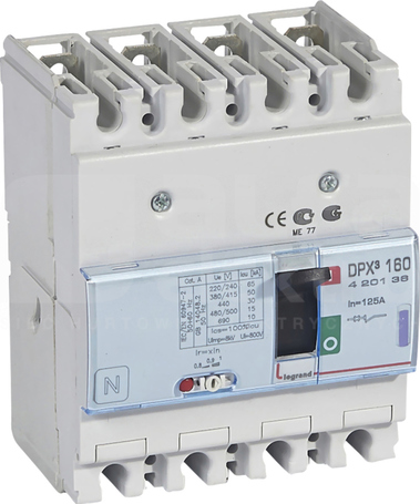 DPX3-160 4P 125A 50kA Wyłącznik mocy z wyzwalaczem termomagnetycznym