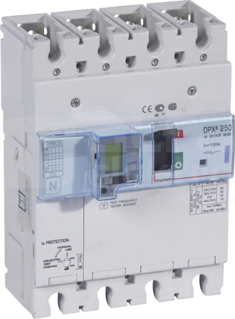 DPX3-250 4P 100A 50kA Wyłącznik mocy z wyzwalaczem elektron+zabezp