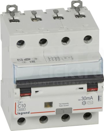 P-314 C10A 30mA typAC 4P DX3 Wyłącznik różnicowo-nadprądowy