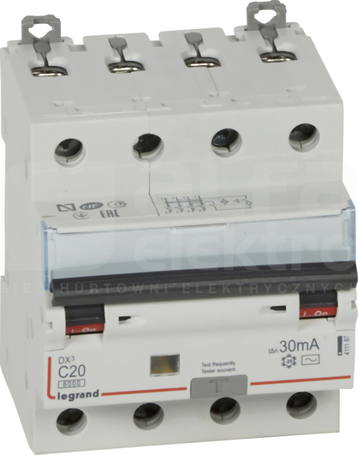 P-314 C20A 30mA typAC 4P DX3 Wyłącznik różnicowo-nadprądowy