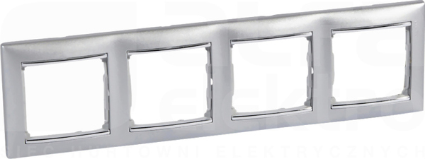 VALENA aluminium/srebro Ramka poczwórna pozioma