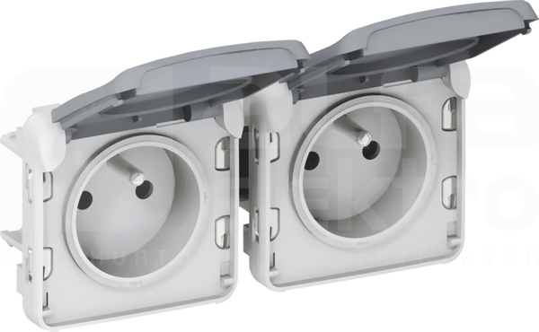 PLEXO55 2x2P+Z IP55 szary Mechanizm gniazda poziomy
