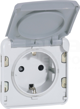 PLEXO55 2P+Z SCHUKO IP55 szary Mechanizm gniazda z klapką