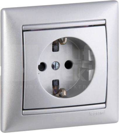 VALENA 2P+Z SCHUKO aluminium Gniazdo z przesłoną