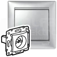 VALENA 2P+Z aluminium Gniazdo z przesłoną