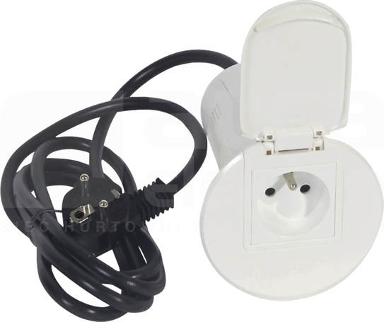 2P+Z+ład.USB biały Przepust biurkowy wyposażony