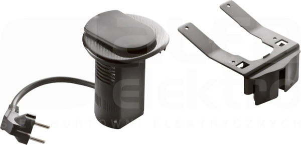 2P+Z+ład.USB czarny Przepust biurkowy wyposażony