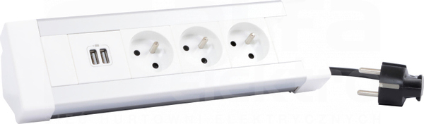 3x2P+Z+2xUSB Blok biurowy z kablem