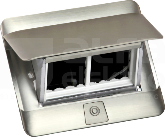 POPUP 4M 2P+Z 1xUSB 1xRJ45 kat.6 inox Minipuszka z zestawem montażowym