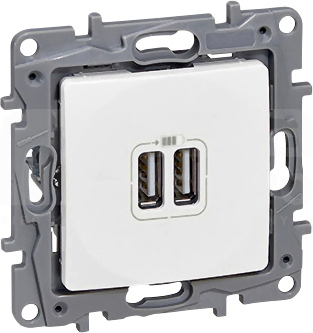 NILOE2 2xUSB 2400mA biały Gniazdo
