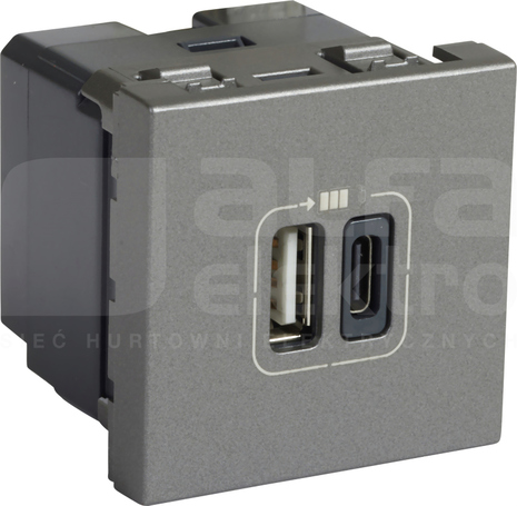 M45 2M USB A+C 3A aluminium Ładowarka USB
