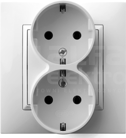 ARIA 2x2P+Z SCHUKO IP20 biały Gniazdo podwójne z uziemieniem