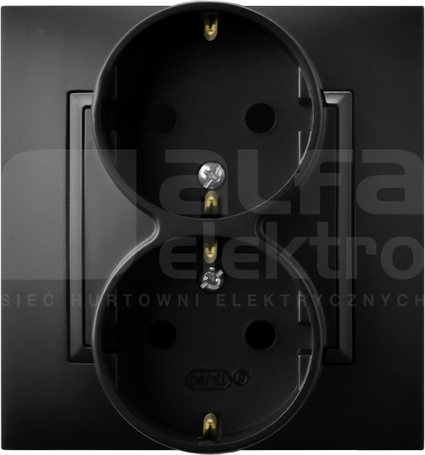 ARIA 2x2P+Z SCHUKO IP20 czarny metalik Gniazdo podwójne z uziemieniem