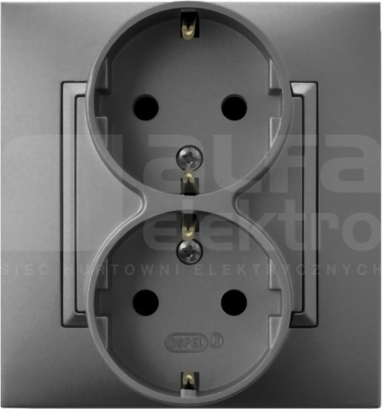 ARIA 2x2P+Z SCHUKO IP20 szary mat Gniazdo podwójne z uziemieniem