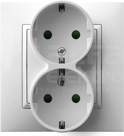 ARIA 2x2P+Z SCHUKO IP20 biały Gniazdo podwójne z uziemieniem z przesłonami