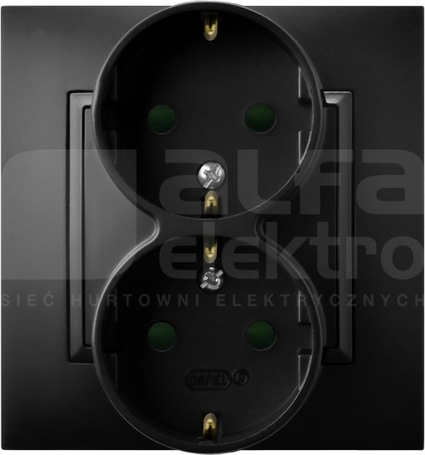ARIA 2x2P+Z SCHUKO IP20 czarny metalik Gniazdo podwójne z uziemieniem z przesłonami