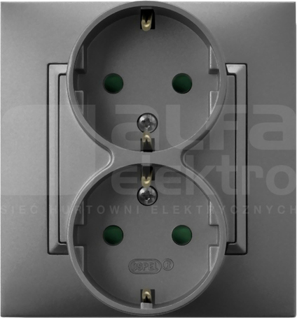 ARIA 2x2P+Z SCHUKO IP20 szary mat Gniazdo podwójne z uziemieniem z przesłonami