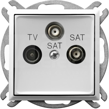 ARIA 1,5dB biały Gniazdo RTV-SAT z dwoma wyjściami SAT